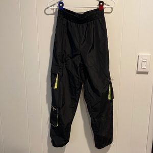 Forever 21 size xs black and neon yellow cargo joggers.
